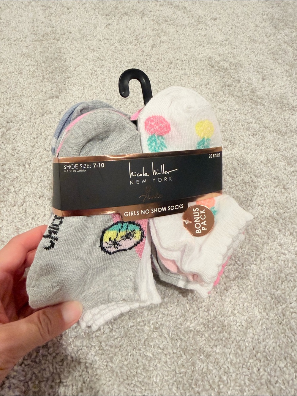 Nicole Miller New York Girls No Show Socks 20 pair